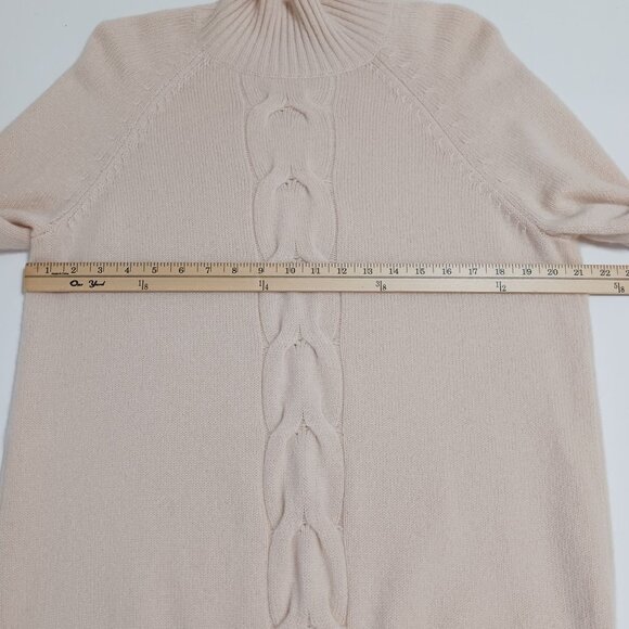 Garnet Hill Cashmere Cable Knit Mock Neck Sweater Size Medium Pink Blush Pastel - Picture 7 of 8